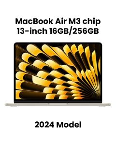 Apple 13-inch MacBook Air: Apple M3 chip with 8-core CPU and 8-core GPU, 16GB, 256GB SSD - Starlight |MC8J4AB/A