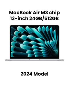 Apple 13-inch MacBook Air: Apple M3 chip with 8-core CPU and 10-core GPU, 24GB, 512GB SSD - Silver |MC8N4AB/A