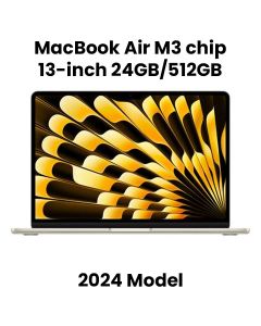 Apple 13-inch MacBook Air: Apple M3 chip with 8-core CPU and 10-core GPU, 24GB, 512GB SSD - Starlight |MC8P4AB/A