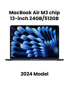 Apple 13-inch MacBook Air: Apple M3 chip with 8-core CPU and 10-core GPU, 24GB, 512GB SSD - Midnight |MC8Q4ZS/A