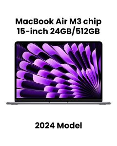 Apple 15-inch MacBook Air: Apple M3 chip with 8-core CPU and 10-core GPU, 24GB, 512GB SSD - Space Grey |MC9H4ZS/A